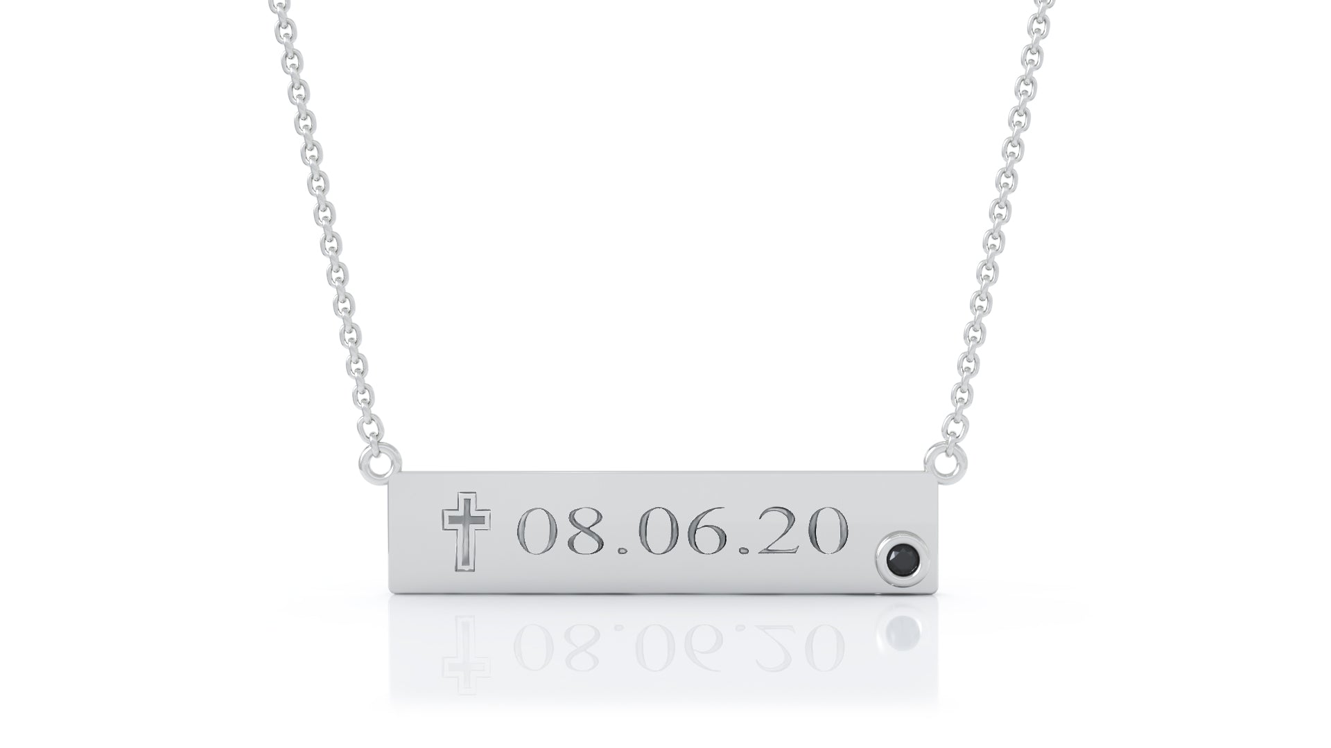 0.03Ct Gemstone Engravable Bar Necklace, 17"-18" in 14K Gold