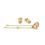 14K Gold Trillion Shape Gemstone & Diamond (0.04 Ct, G-H Color, SI2-I1 Clarity) Mismatched Earring Set