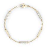 14K Gold Diamond & Gold Bar Chain Station Bracelet, 7" (0.30 Ct, G-H, SI2-I1)