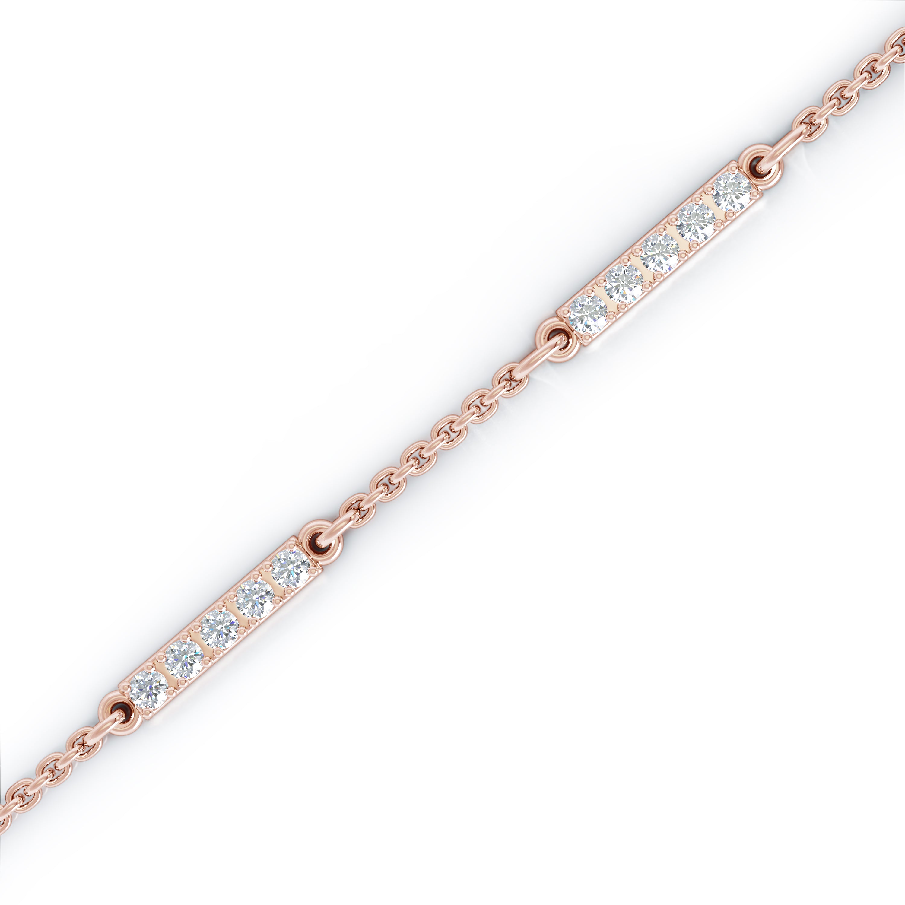 0.35Ct Diamond & Gold Bar Chain Station Earrings in 14K Gold