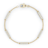 14K Gold Diamond Bar Chain Station Bracelet, 7" (0.50 Ct, G-H, SI2-I1)