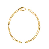 14K Gold 3.6MM Link Paperclip Link Chain Bracelet, 7.5"