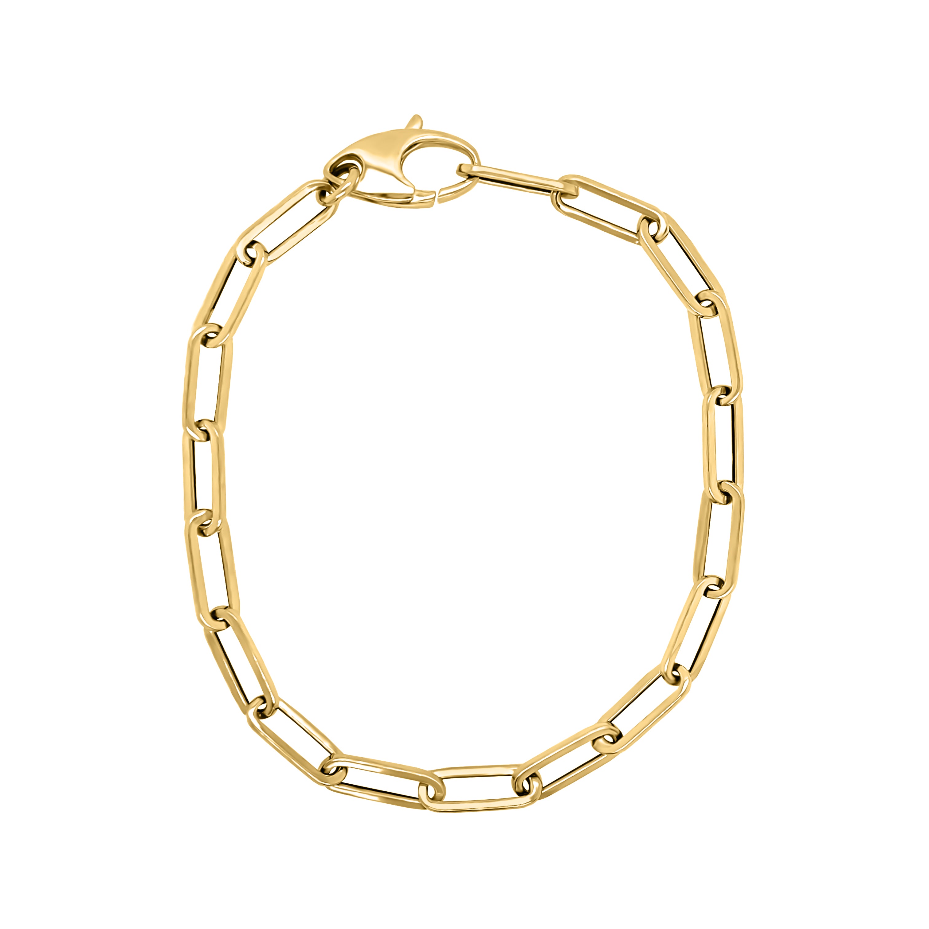 4.5MM Link Paperclip Link Chain Bracelet, 7.5" in 14K Gold