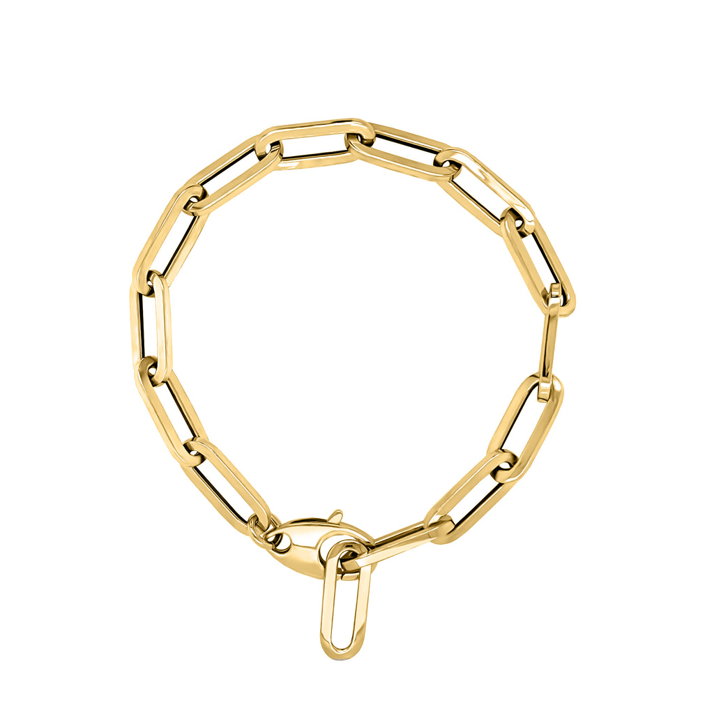 Paper Clip Link Bracelet in 14k White Gold (7.5 in)