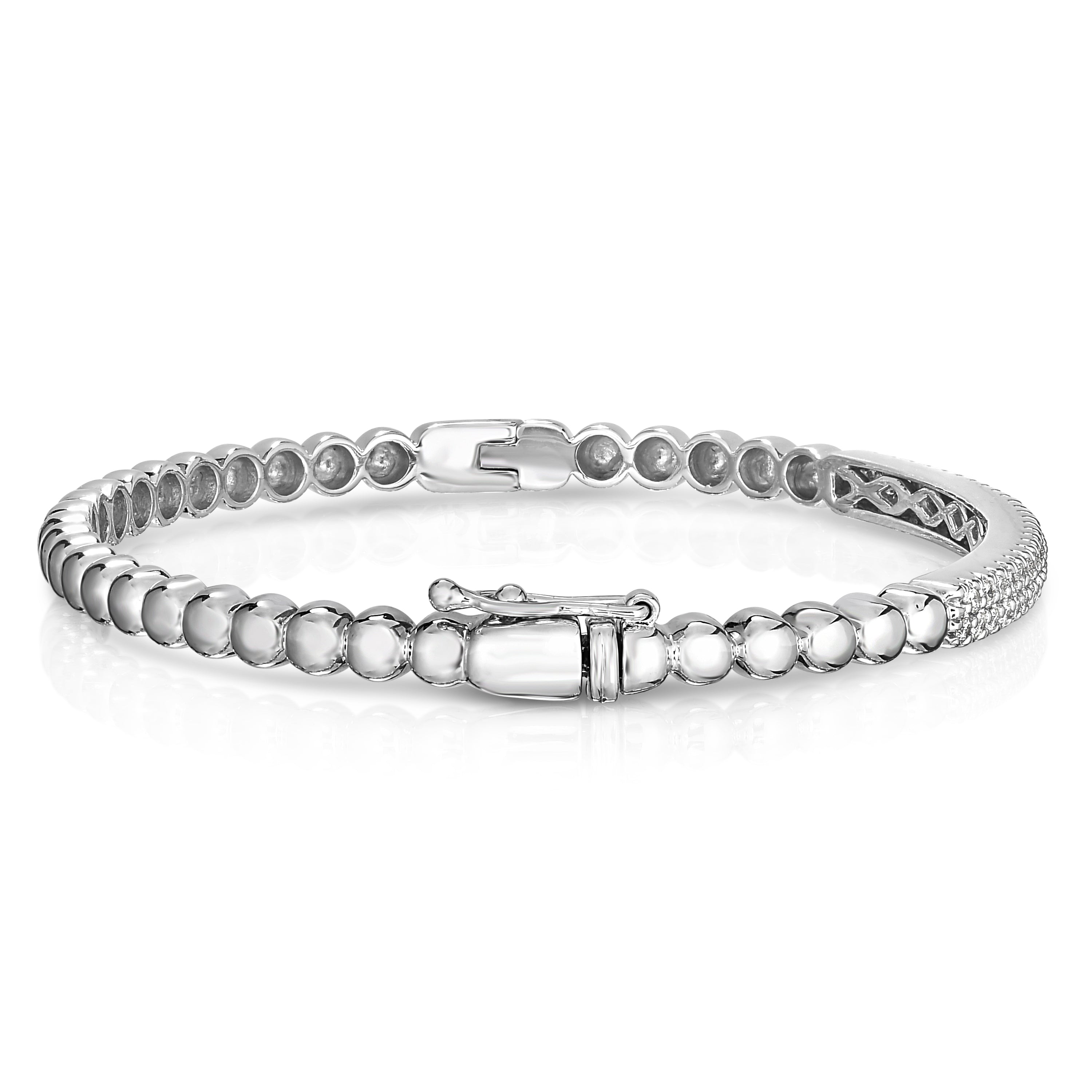 2-Row 0.65Ct Diamond Beaded Bangle in 14K White Gold