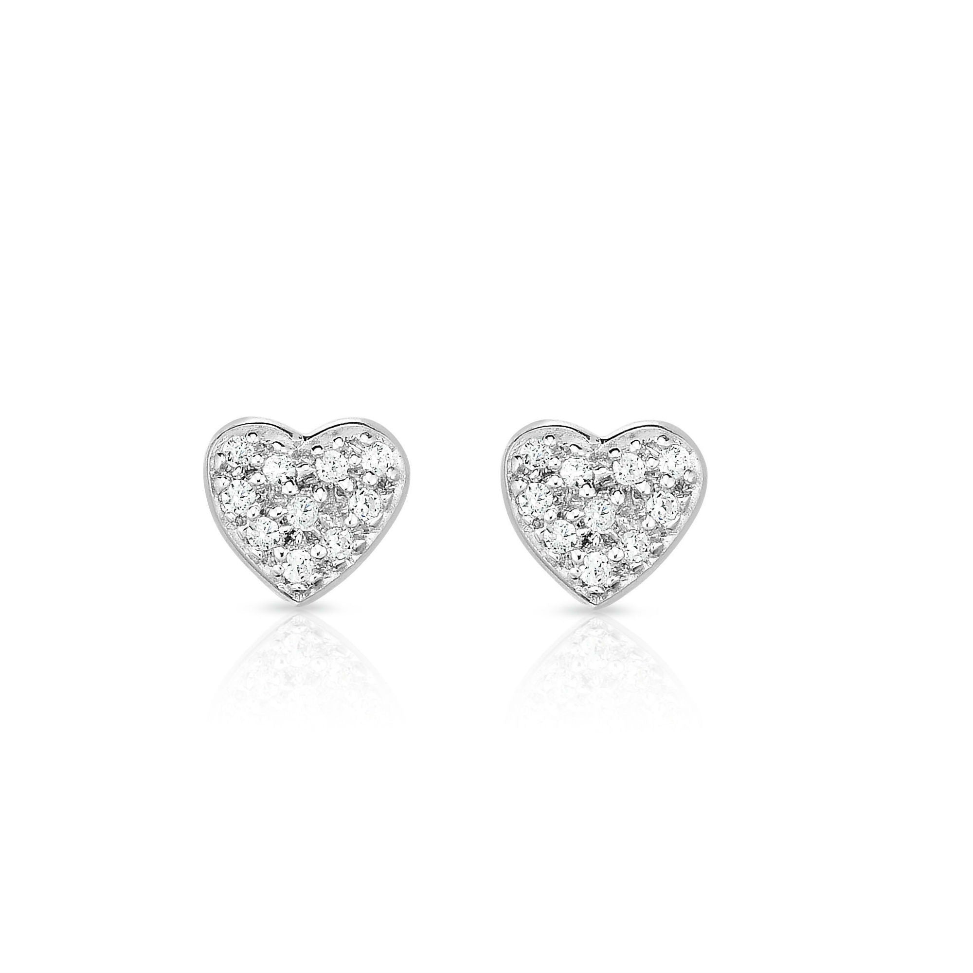 0.12Ct Diamond Heart Earrings in 14K White Gold