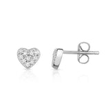 14K White Gold Diamond (0.12 Ct, G-H Color, SI2-I1 Clarity) Heart Earrings