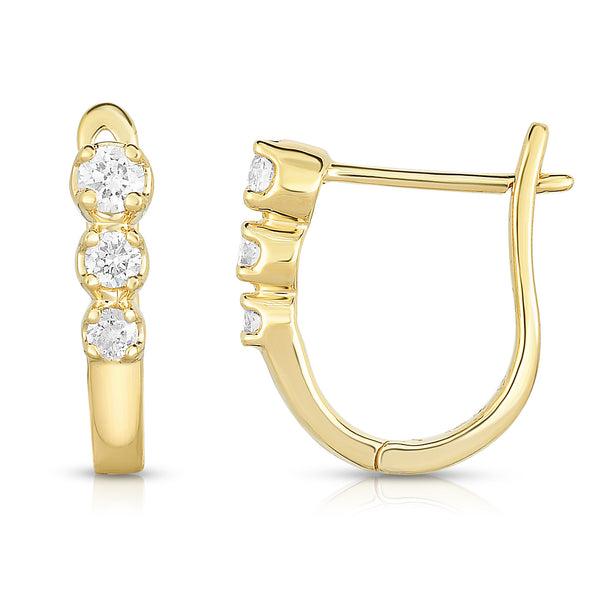 14K Gold Diamond (0.20 Ct, I1-I2 Clarity, G-H Color) Huggie Earrings