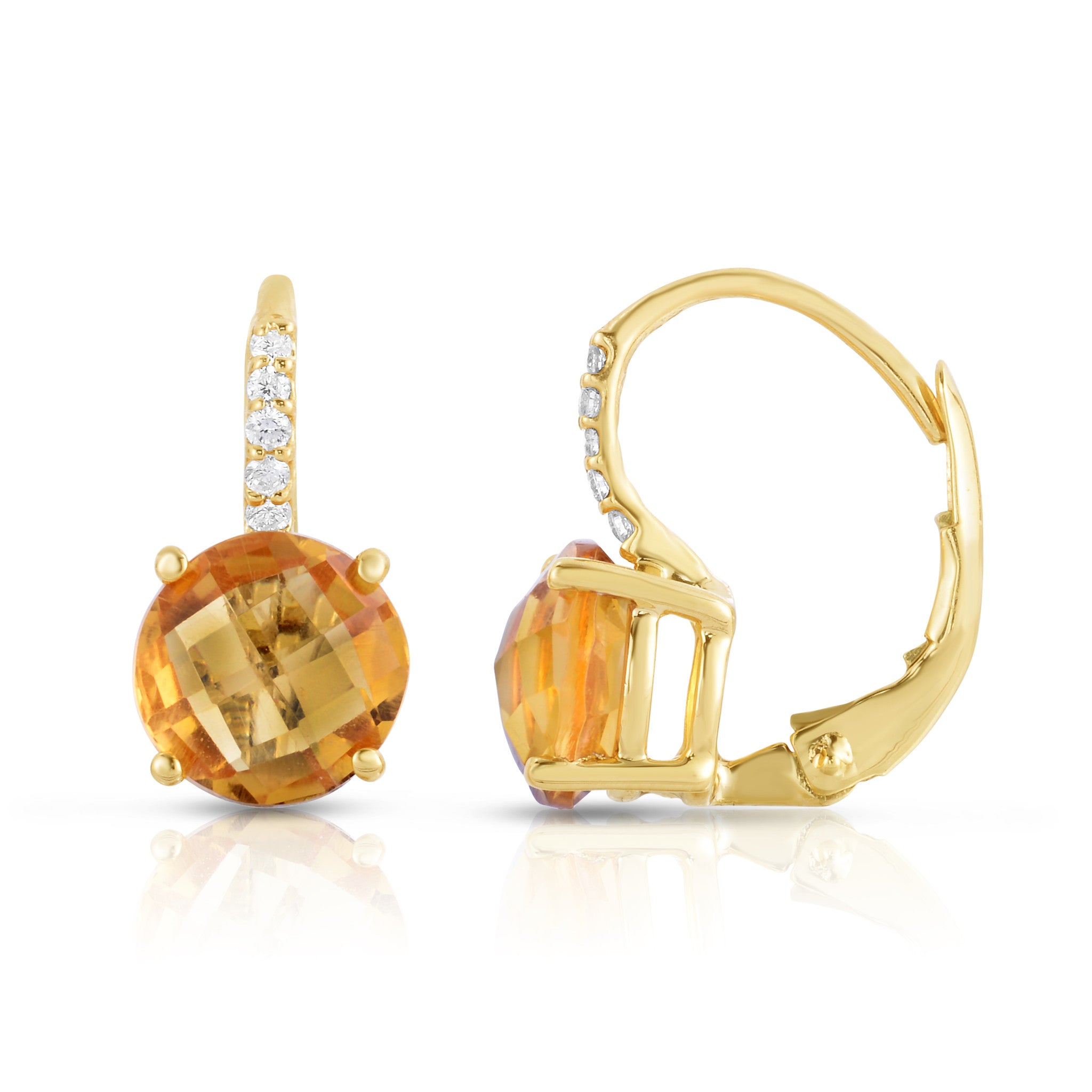 Gemstone & 0.08Ct Diamond Earrings in 14K Gold