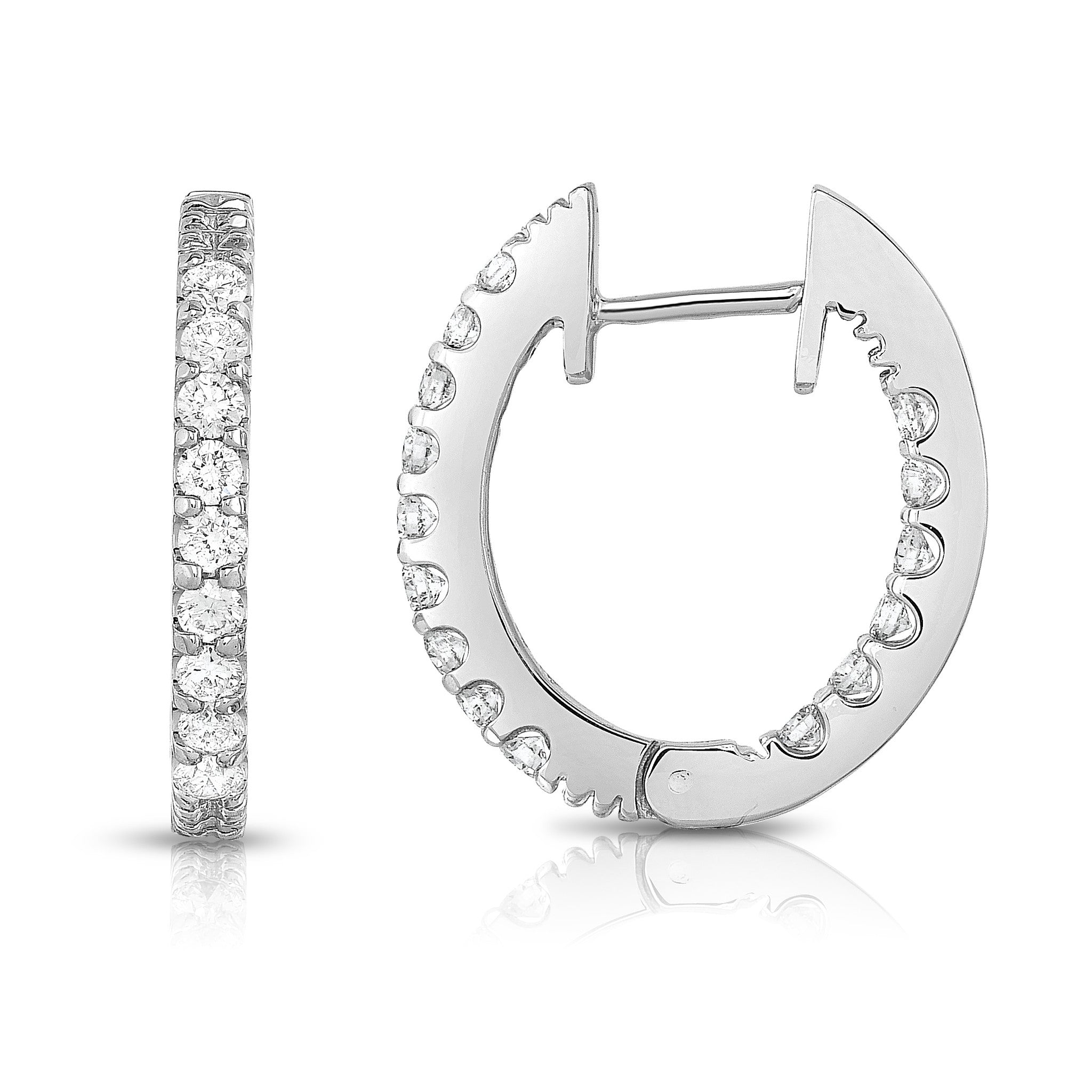 Inside-Out 1.00Ct Diamond Hoop Earrings in 14K White Gold