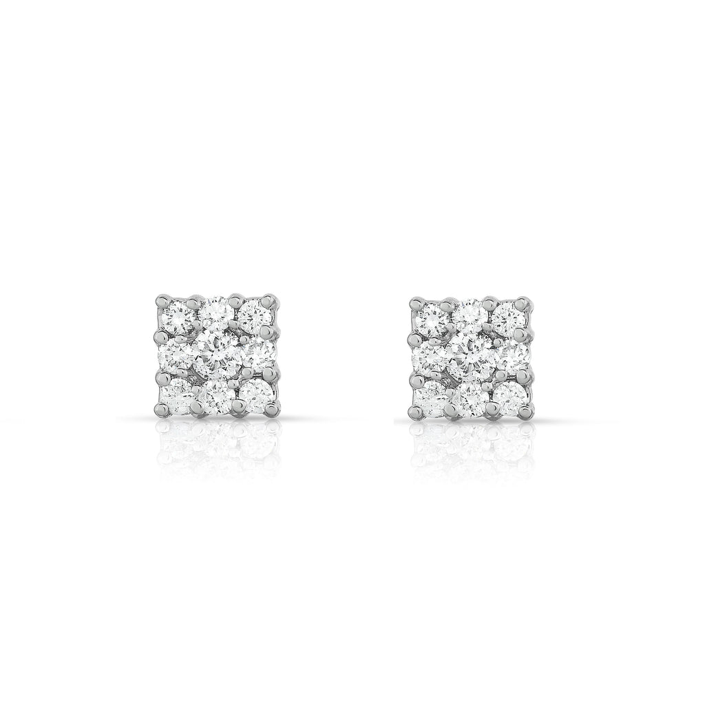 14K White Gold Diamond Cluster Square Stud Earrings (1/4 Ct, G-H, SI2-I1)