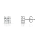 14K White Gold Diamond Cluster Square Stud Earrings (1/4 Ct, G-H, SI2-I1)