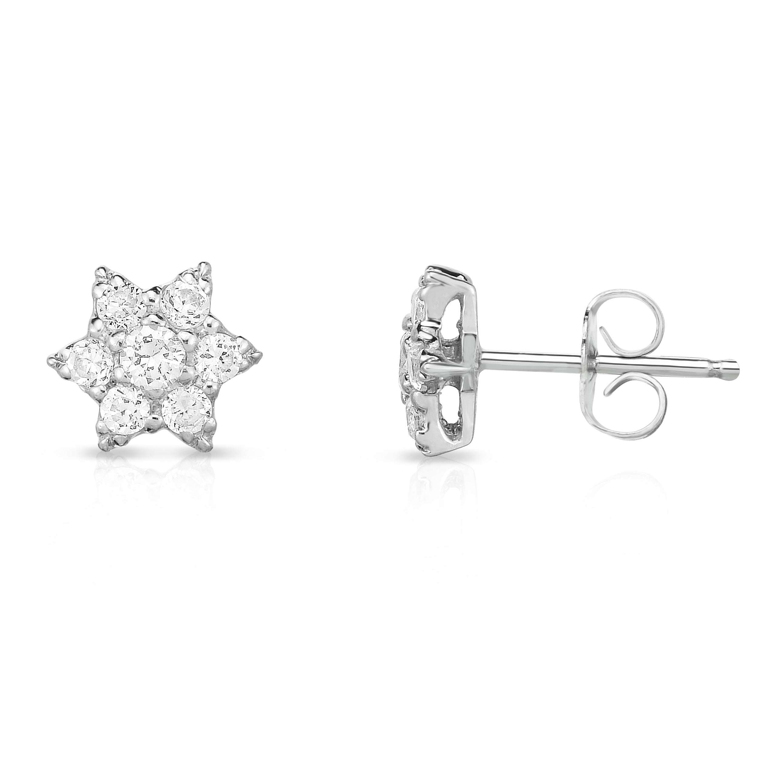 0.60Ct Diamond Star Earrings in 14K White Gold