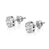 14K White Gold Diamond (1 Ct, G-H Color, SI2-I1 Clarity) Cluster Stud Earrings