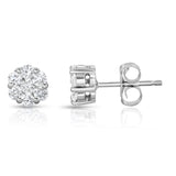 14K White Gold Diamond (0.50 Ct, G-H Color, SI2-I1 Clarity) Cluster Stud Earrings