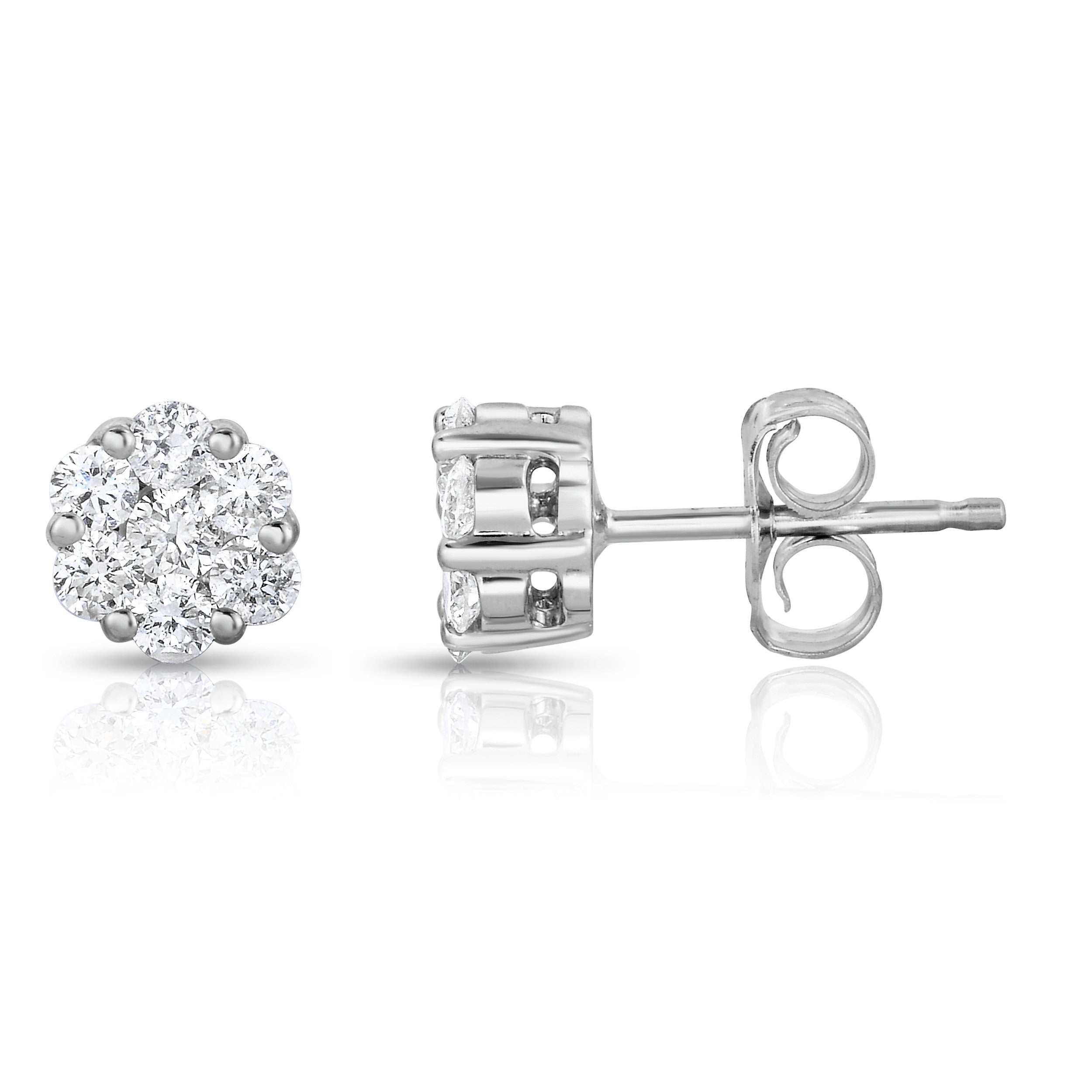 0.25Ct Diamond Cluster Stud Earrings in 14K White Gold