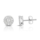 14K Gold Diamond (0.33 Ct, I1-I2 Clarity, G-H Color) Halo Stud Earrings Special