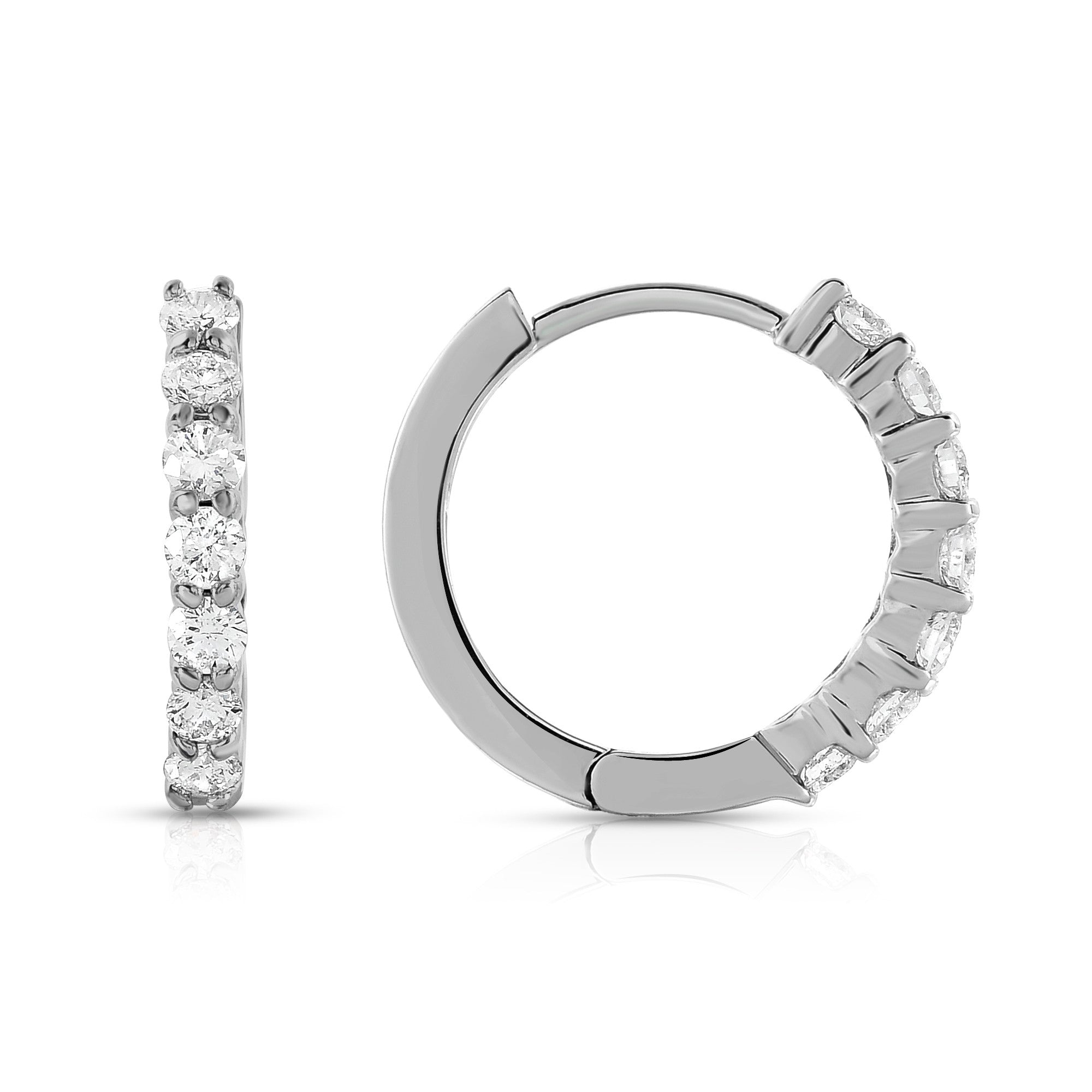 0.62Ct Diamond Huggie Hoop Earrings in 14K White Gold