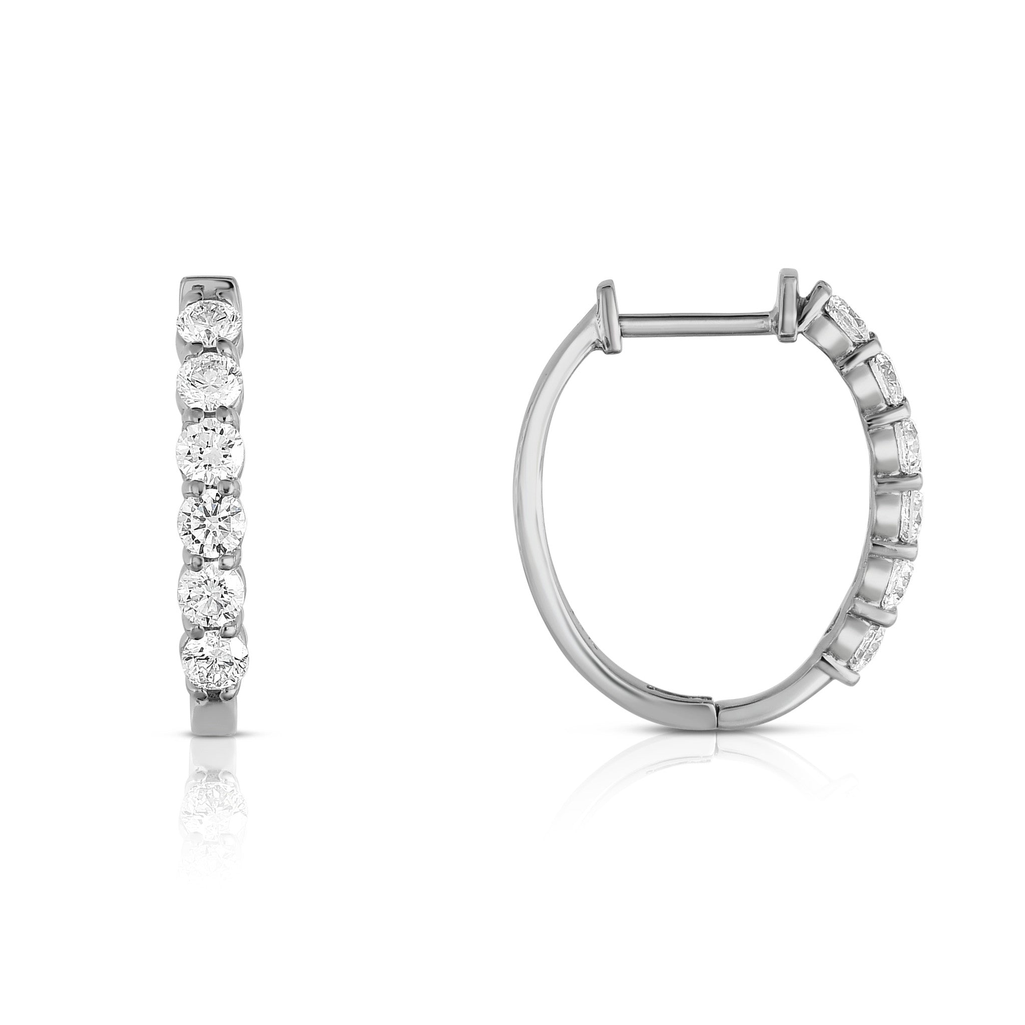 0.85Ct Diamond Hoop Earrings in 14K White Gold