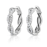 14K White Gold Diamond (1/2 Ct, G-H Color, SI2-I1 Clarity) Infinity Hoop Earrings