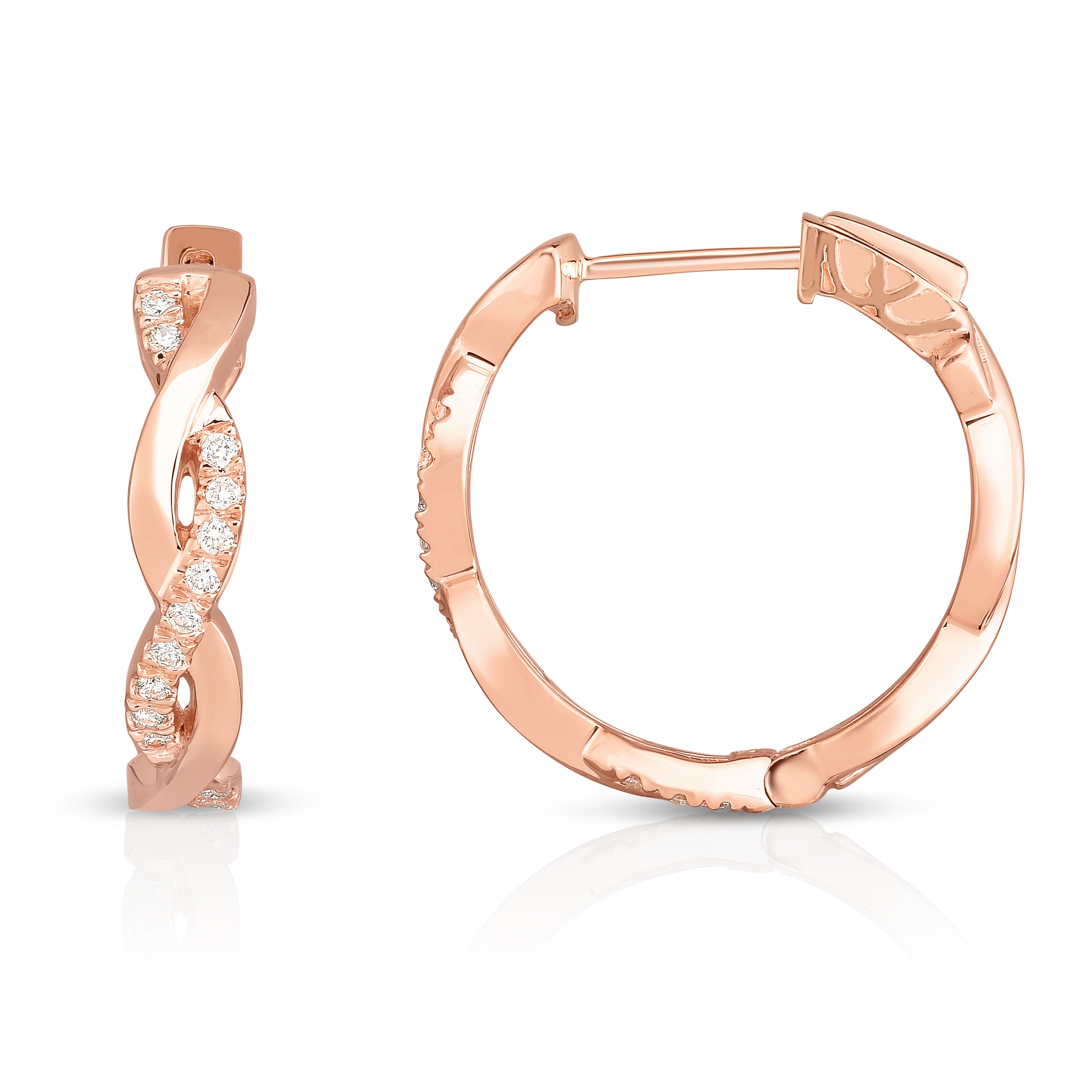 0.22Ct Diamond Infinity Hoop Earrings in 14K Gold