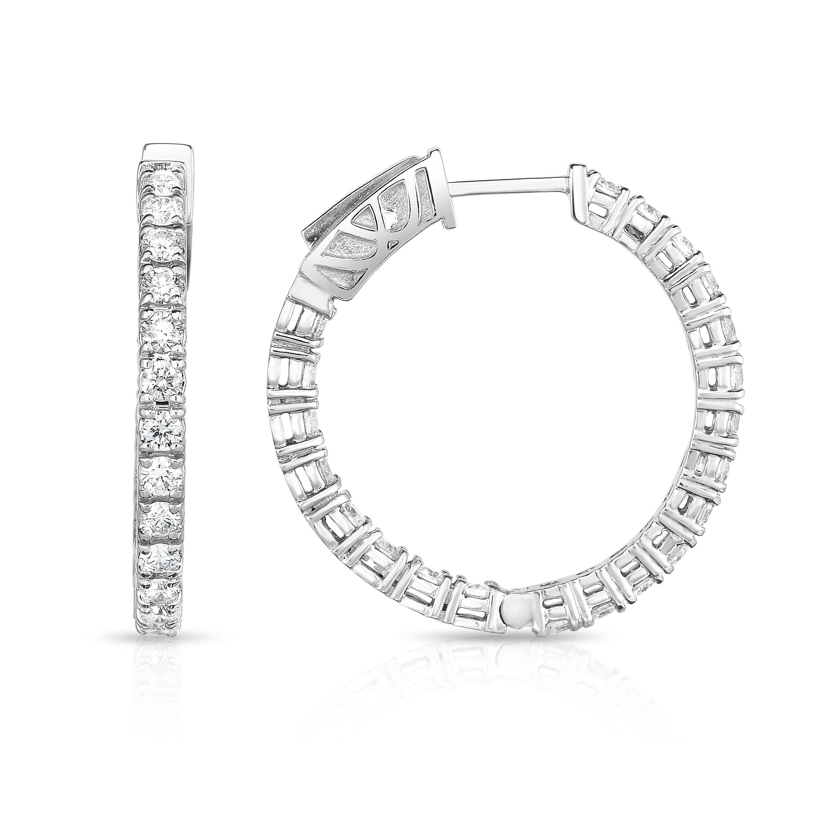 1.50Ct Diamond Inside-Out Hoop Earrings in 14K White Gold