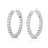 14K White Gold Diamond (1.50 Ct, G-H Color, SI2-I1 Clarity) Inside-Out Hoop Earrings
