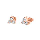14K Gold Diamond Three-Stone Stud Earrings (0.50 Ct, G-H Color, SI2-I1 Clarity)