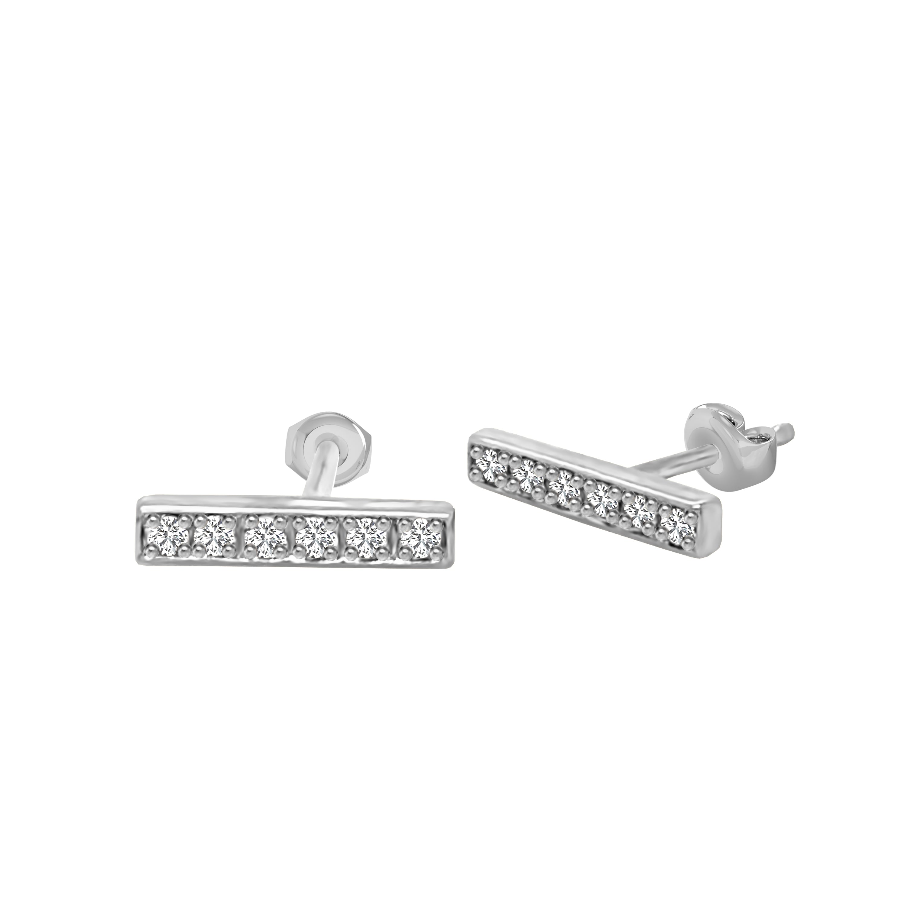 0.12Ct Diamond Bar Earrings Special in 14K Gold