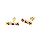 14K Gold Ruby & Diamond Bar Earrings (0.10 Ct, G-H Color, SI2-I1 Clarity)