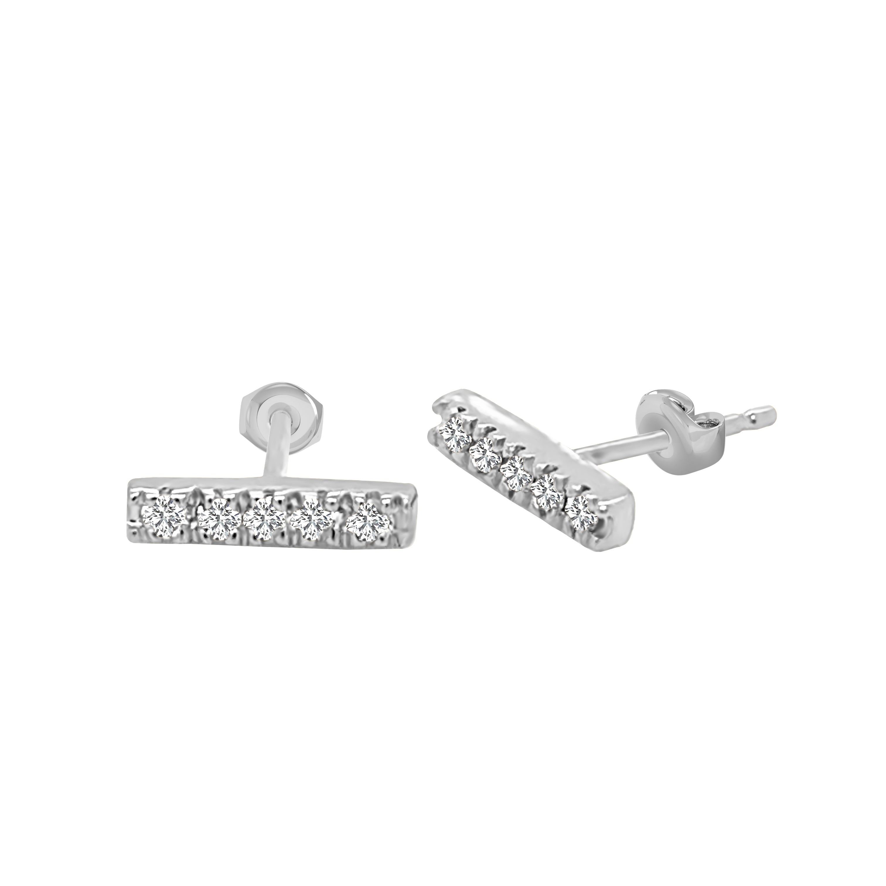 0.20Ct Diamond Bar Earrings in 14K Gold