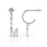 14K Gold Diamond Alphabet Initial Charm Huggie Earrings Sold As Half Pair