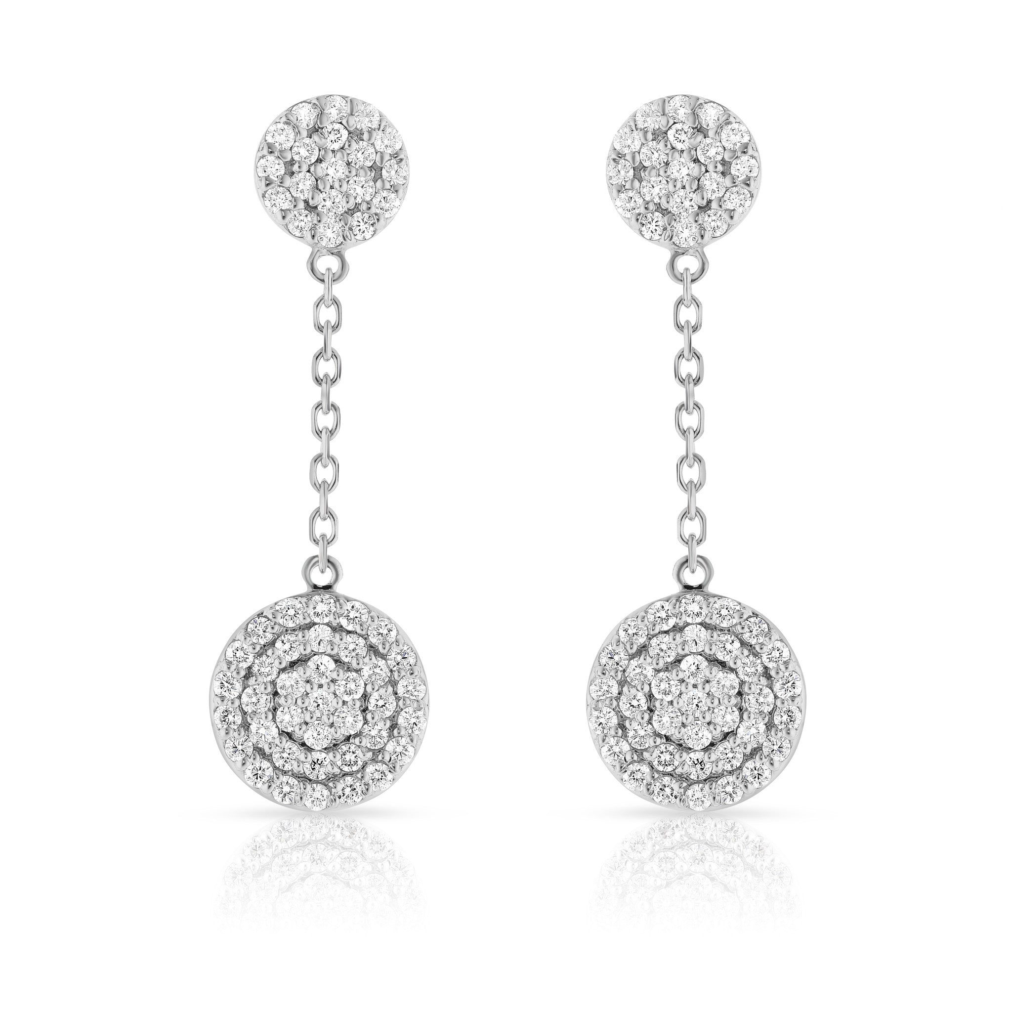 1.00Ct Diamond Circle Dangle Earrings in 14K White Gold