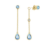 14K Gold Pear Shape Gemstone & Diamond (0.04 Ct, G-H Color, SI2-I1 Clarity) Mismatched Earring Set