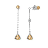14K Gold Trillion Shape Gemstone & Diamond (0.04 Ct, G-H Color, SI2-I1 Clarity) Mismatched Earring Set