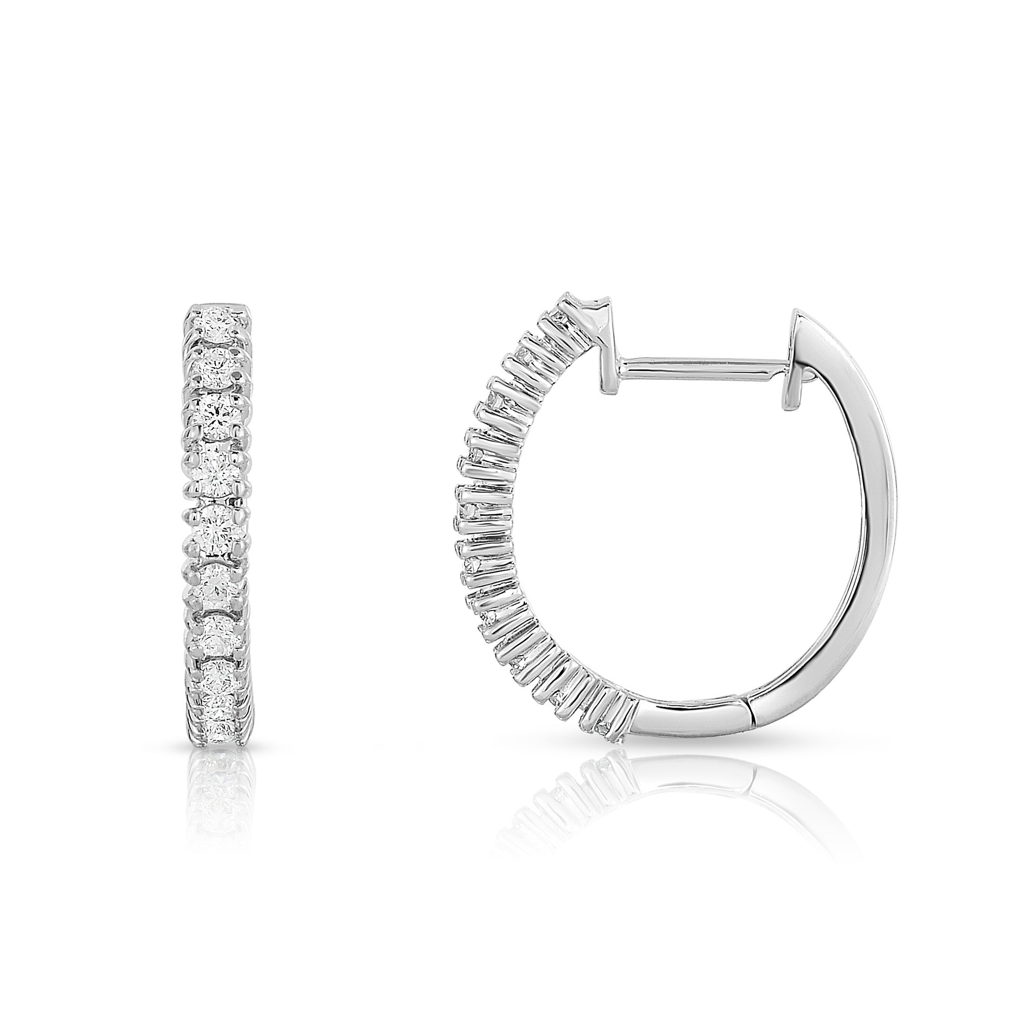 0.40Ct Diamond Hoop Earrings in 14K White Gold