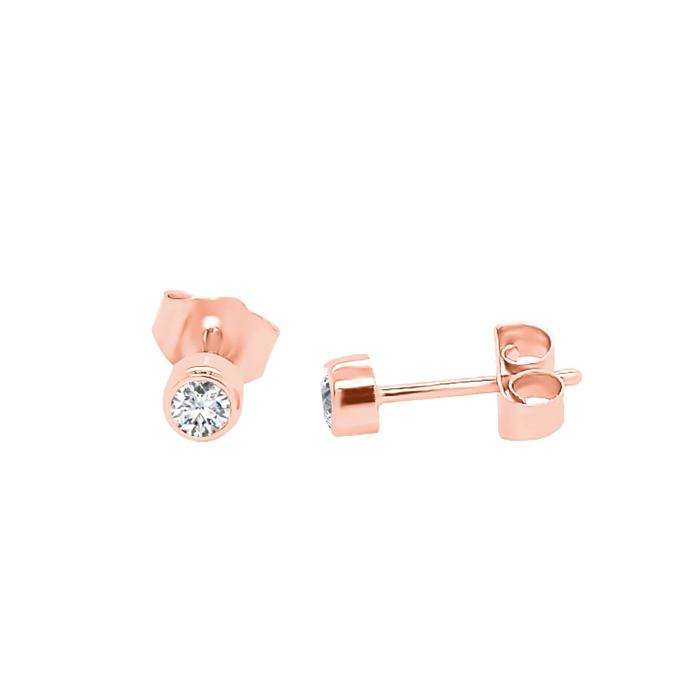 0.20Ct Diamond Bezel Set Stud Earrings in 14K Gold