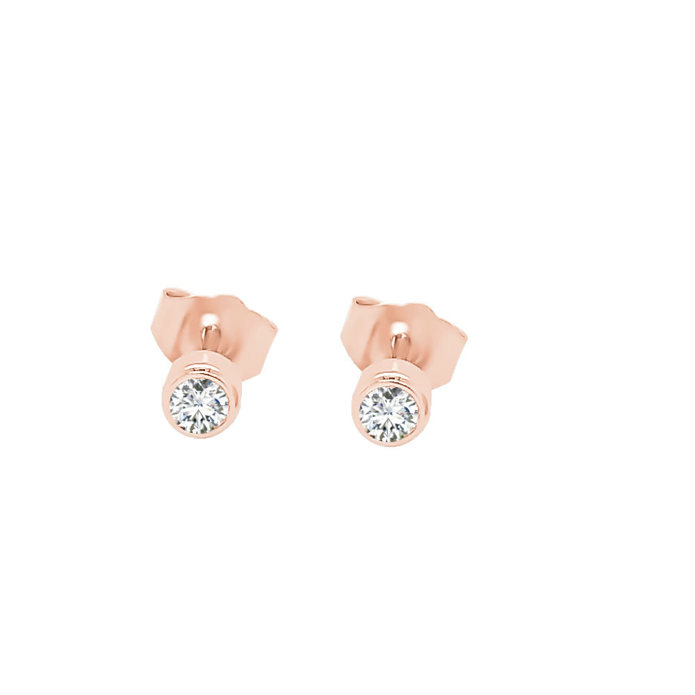 0.20Ct Diamond Bezel Stud Earrings in 14K Gold