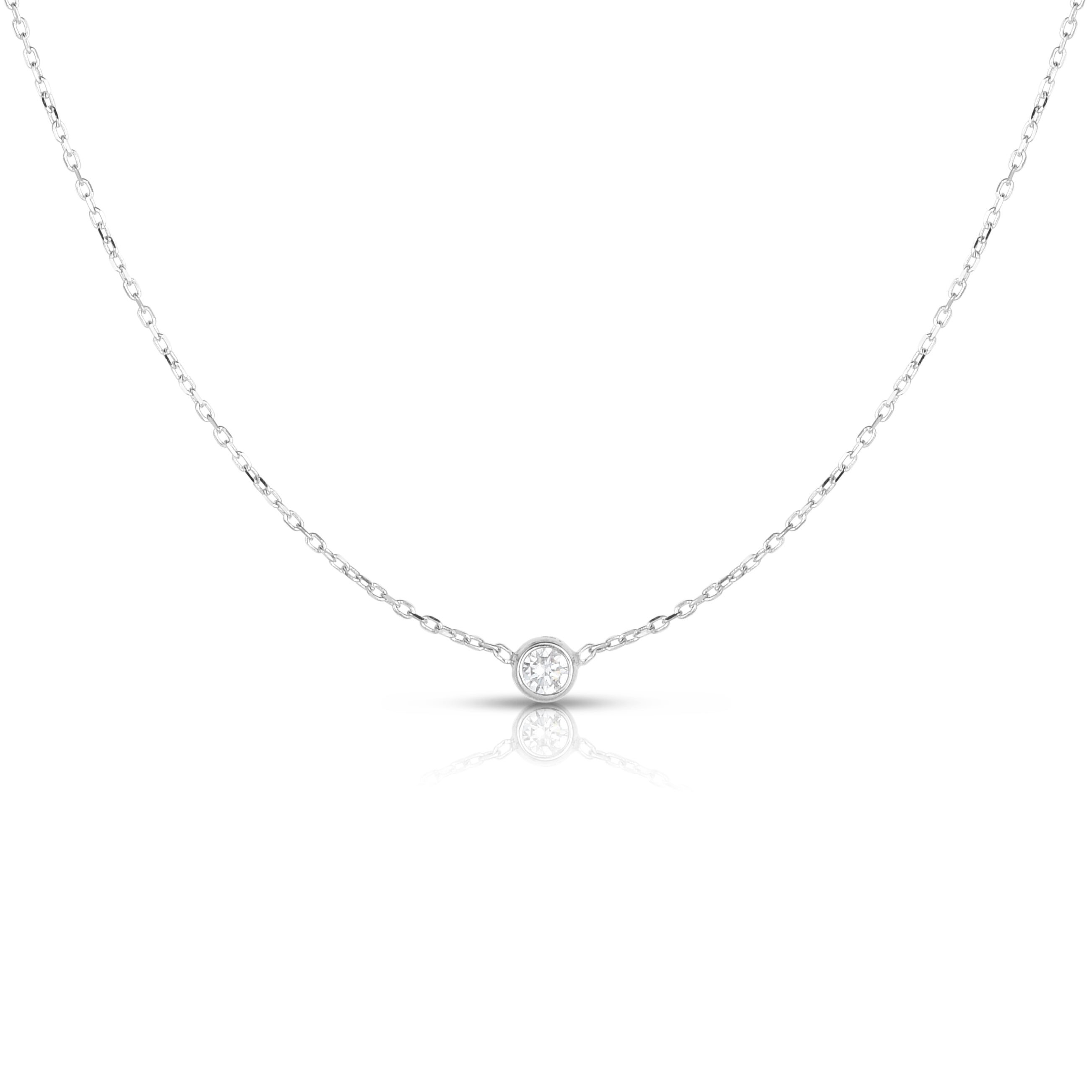 white gold diamond bezel necklace