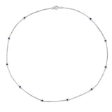 14K White Gold 10 Station 1 Ct Blue Sapphire, 18 Inches