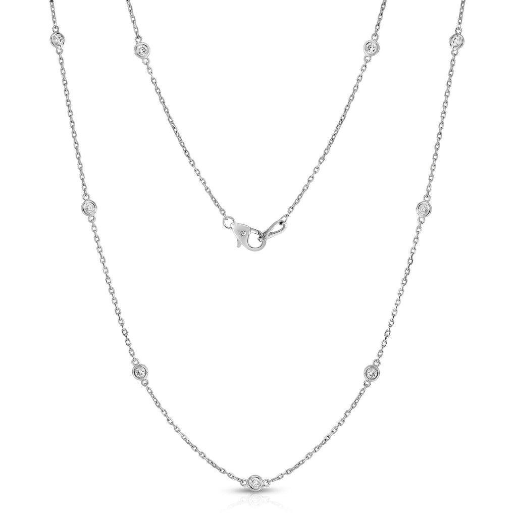 14K Gold Diamond 10 Station Necklace (1 Ct, G-H, SI2-I1), 18 Inches