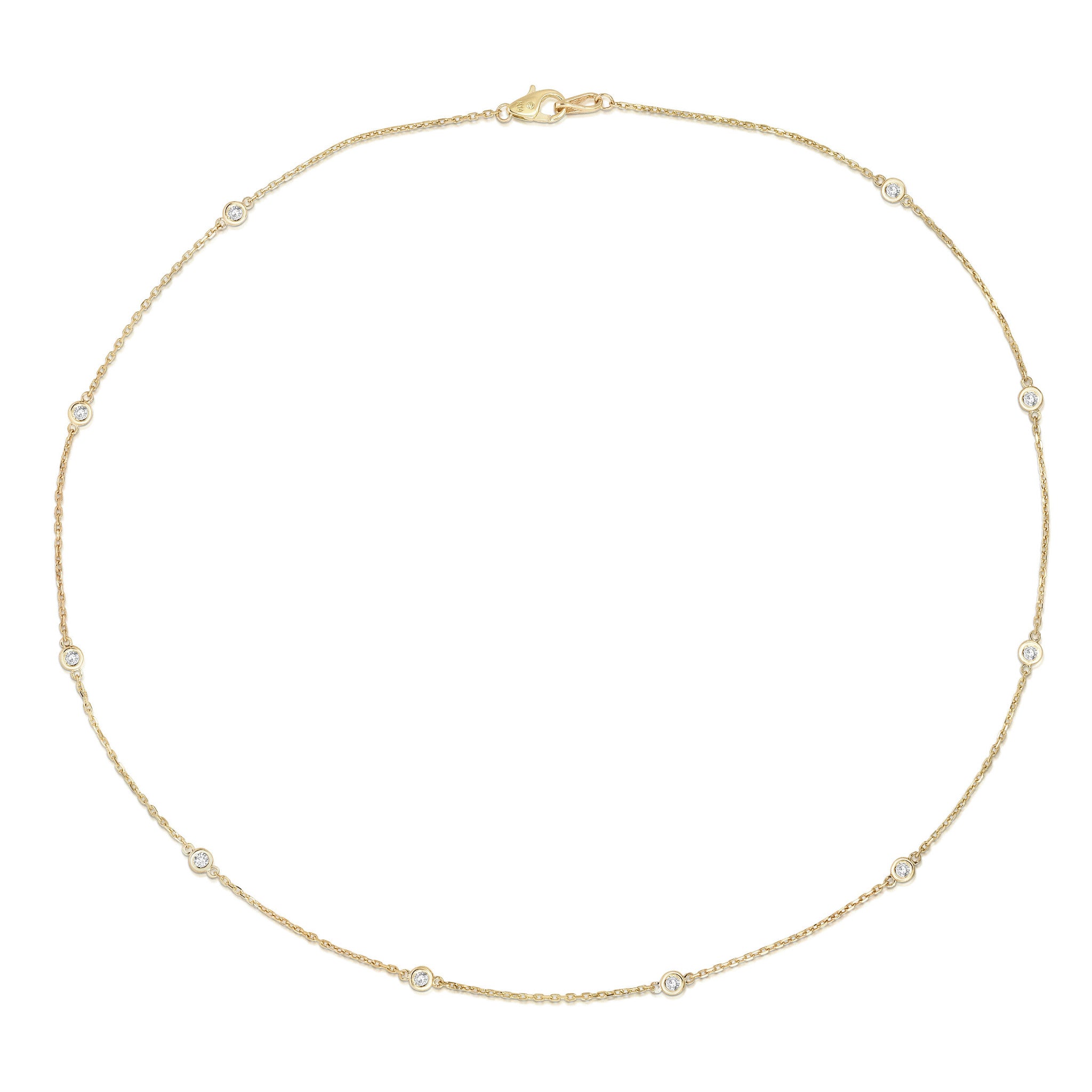 10 Station 0.50Ct Diamond Necklace, 18" in 14K Gold