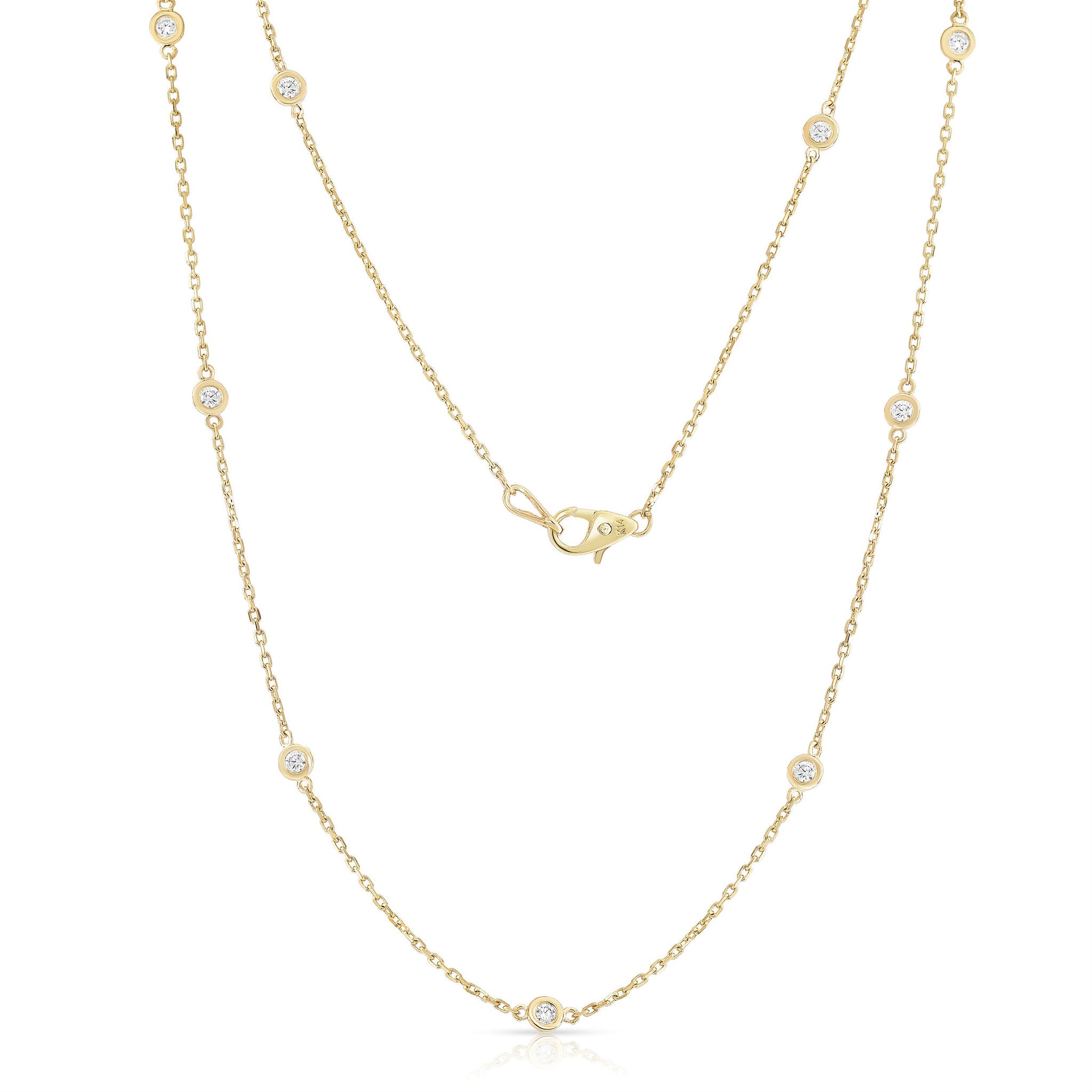 10 Station 1.00Ct Diamond Necklace, 18" in 14K Gold