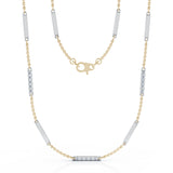 14K White Gold Diamond & Gold Bar Chain Two-Tone Station Necklace, 26" (0.55 Ct, G-H, SI2-I1)