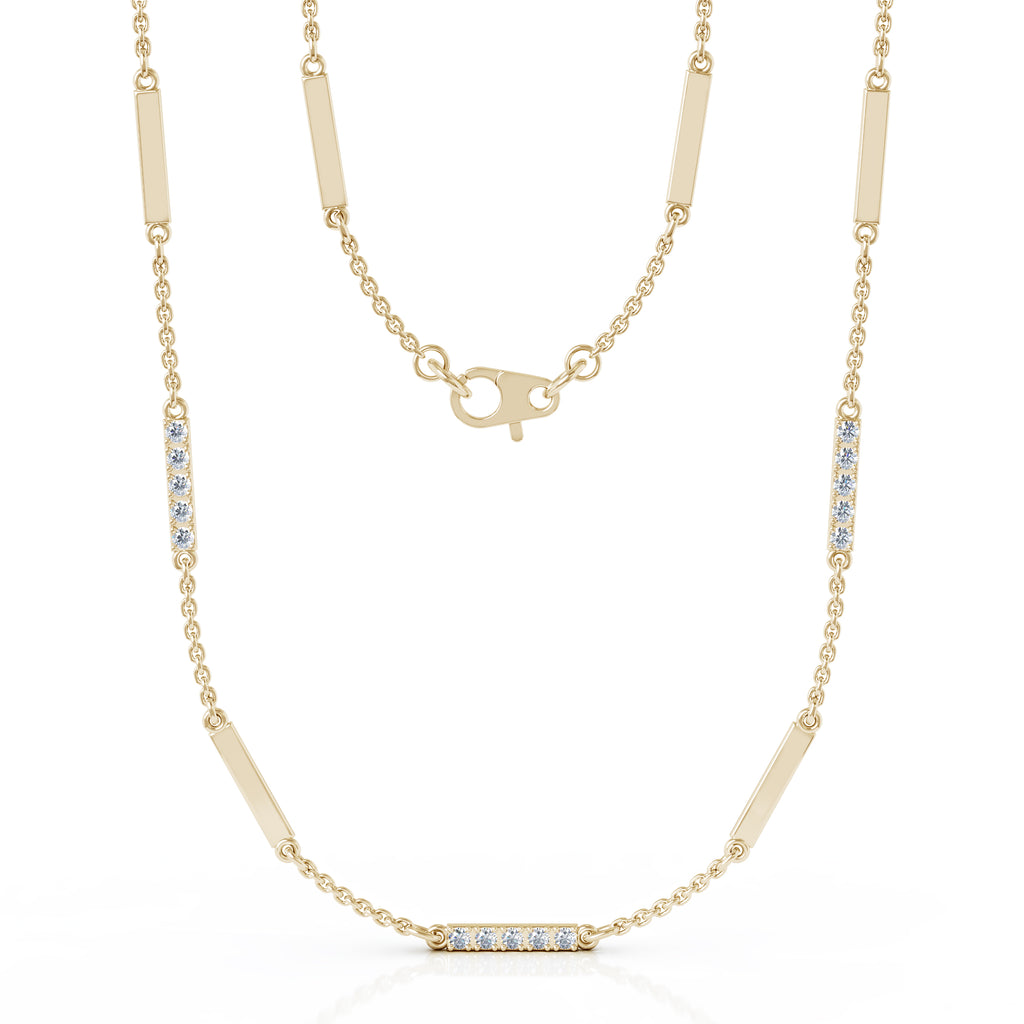 14K Gold Diamond & Gold Bar Chain Station Necklace, 26" (0.55 Ct, G-H, SI2-I1)