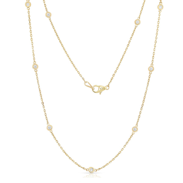 14K Yellow Gold 12 Station Necklace (1.20 Ct, G-H, SI2-I1), 21 Inches
