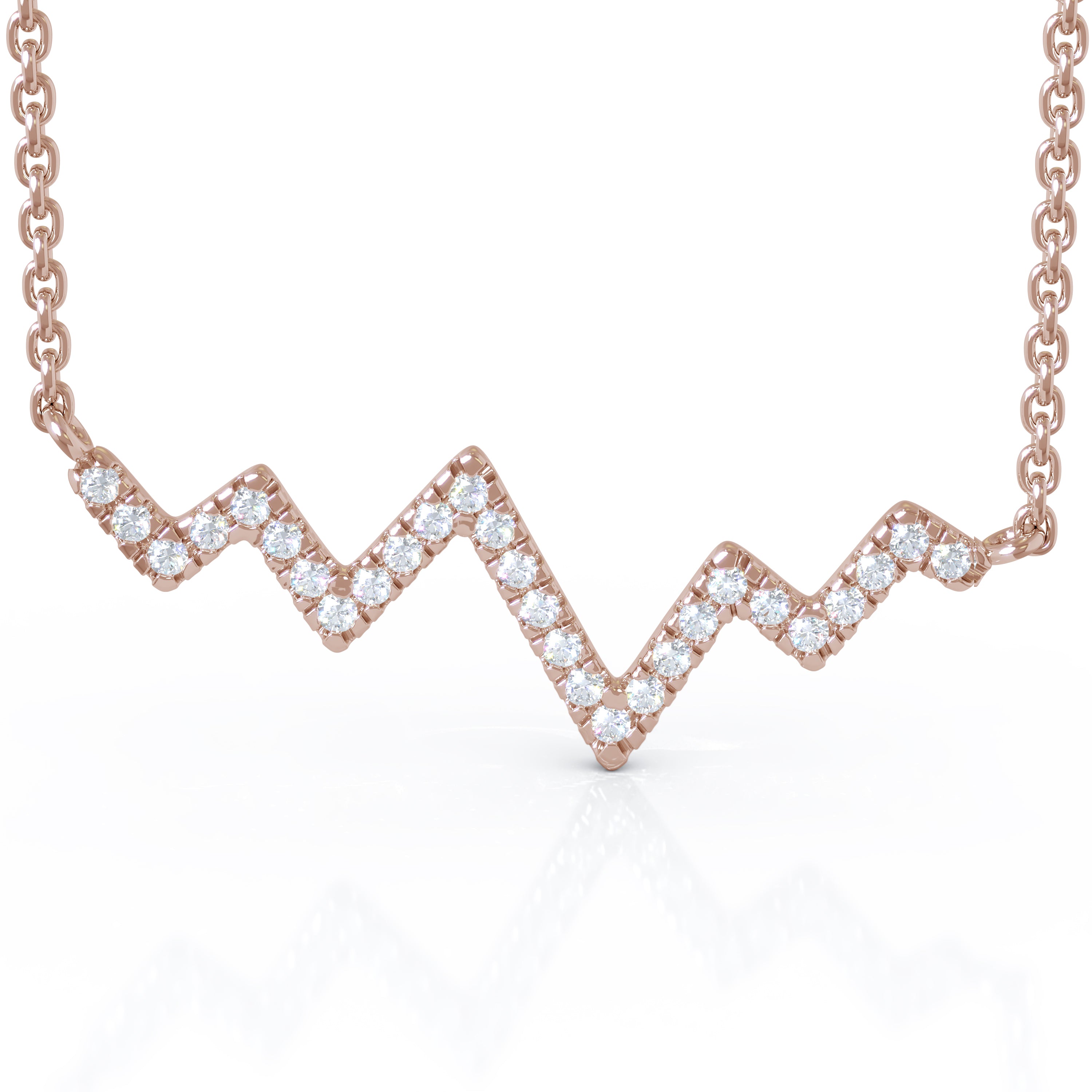 0.22Ct Diamond Heartbeat Necklace Special in 14K Gold