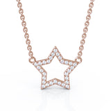 14K Gold Diamond Star Necklace (0.20 Ct, G-H Color, I1-I2 Clarity) Special