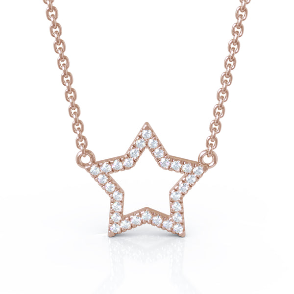 Vlora Estrella Collection White Gold Diamond and Blue Enamel Star Station  Necklace