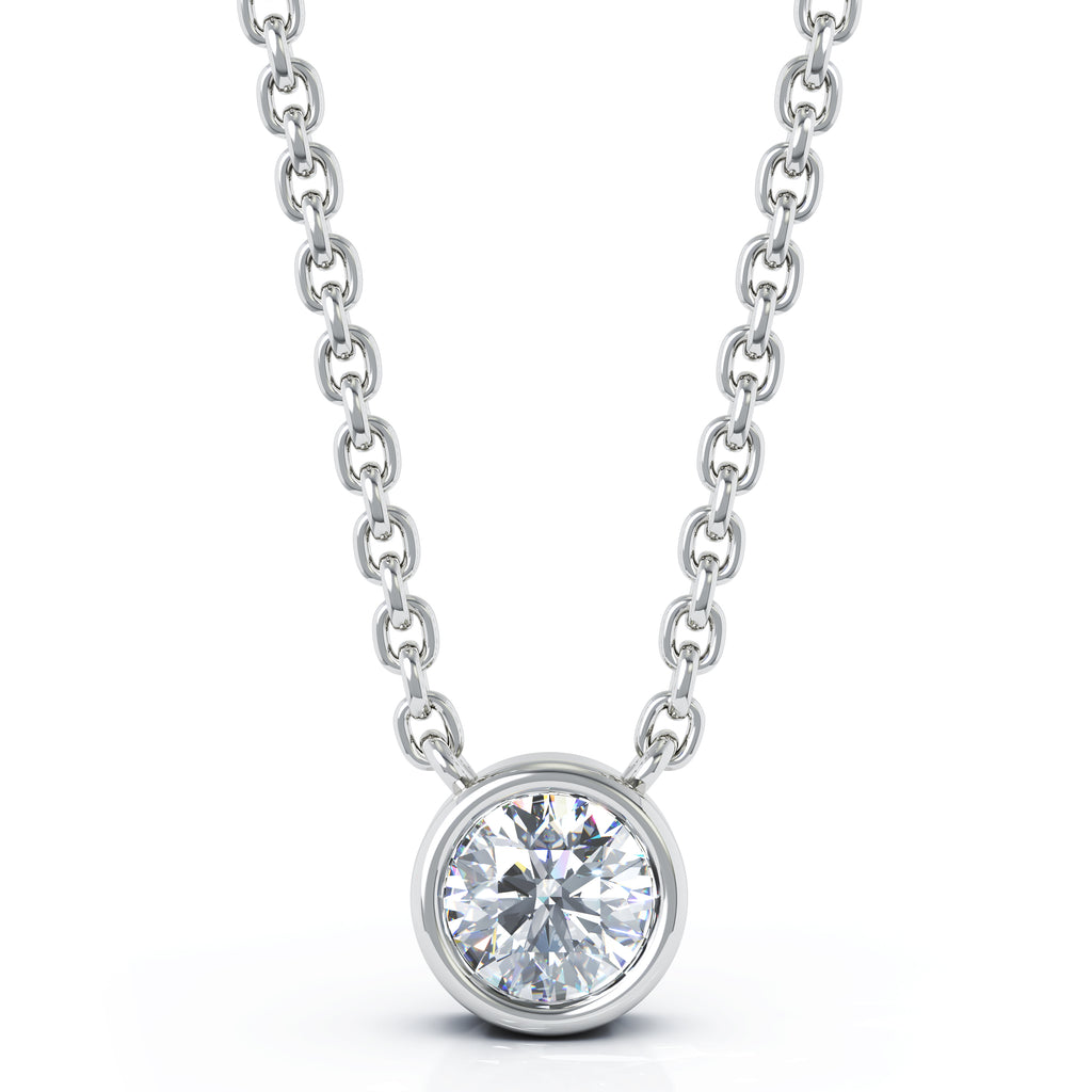 14K Gold Diamond (0.25 Ct, G-H Color, SI2-I1 Clarity) Bezel Solitaire Necklace, 15-16" Special